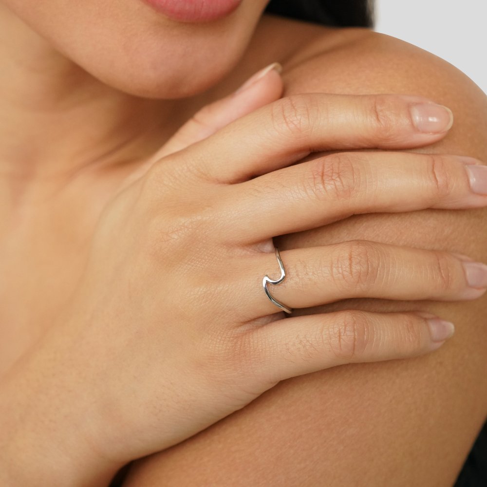 Imari Silver Wave Ring — Waterproof Ocean-Inspired Stainless Steel Ring