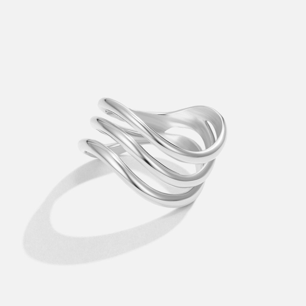 Kiya Layered Silver Ring — Waterproof Minimalist Stacking Ring
