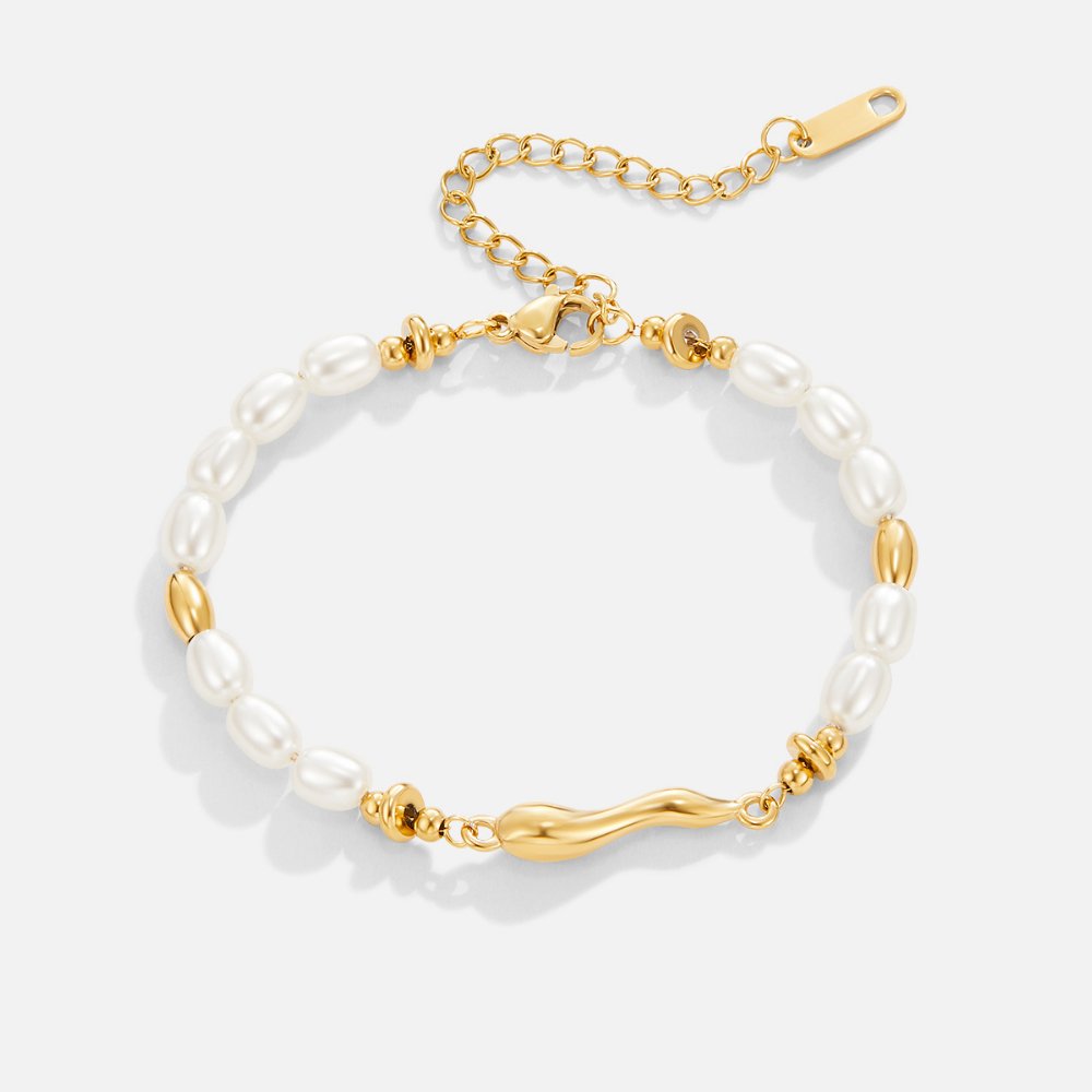 Love Freshwater Pearl Gold Bracelet — Elegant Layering Piece