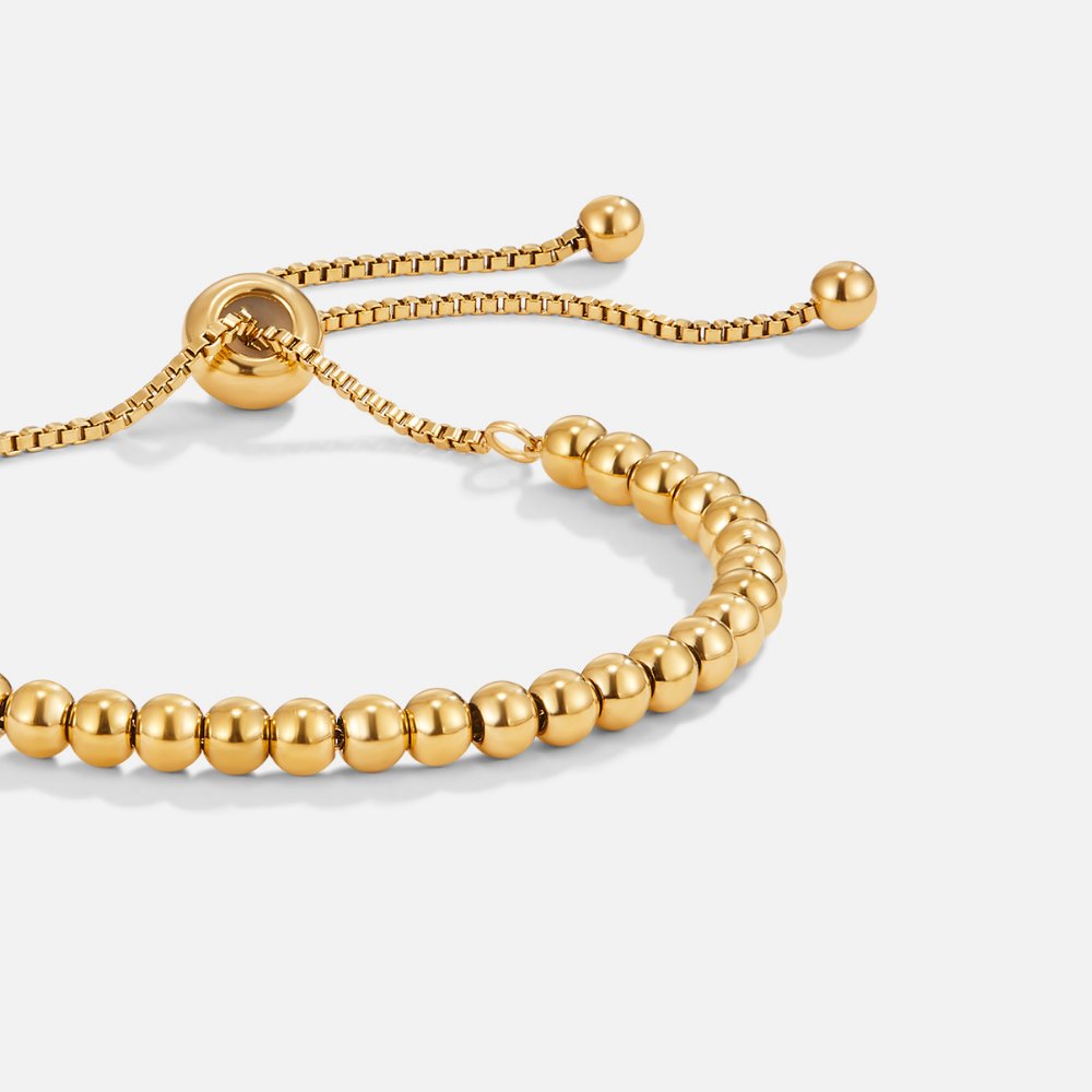 Nila Beaded Gold Bracelet — Adjustable Waterproof Stainless Steel