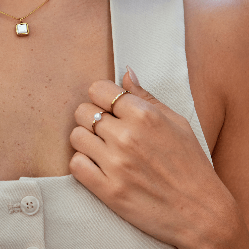 Peri Freshwater Pearl Ring — Waterproof 18K Gold Plated Pearl Ring