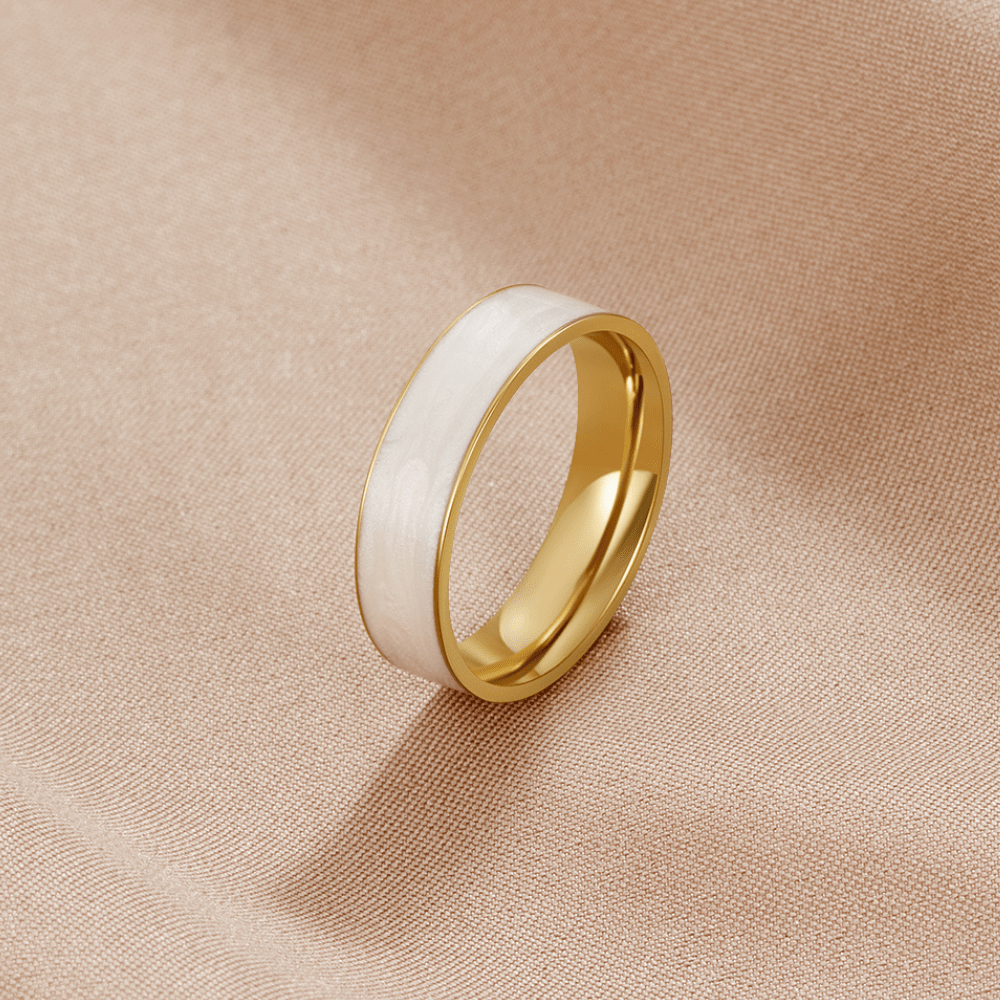 Sahara White Band Ring — Waterproof 18K Gold Plated Minimalist Ring