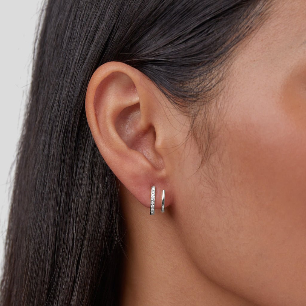 Silver & Crystal Claw Earrings — Waterproof Minimalist Stud Earrings