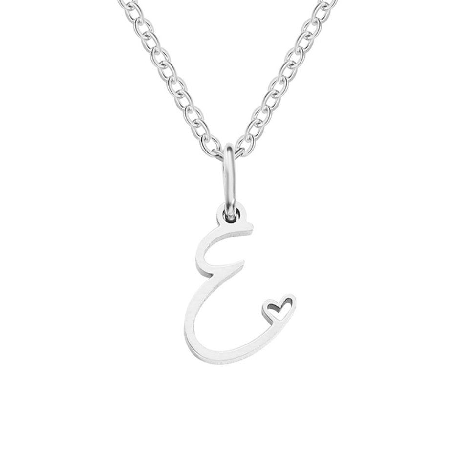 Silver Letter Heart Necklace — Personalised Waterproof Initial Pendant