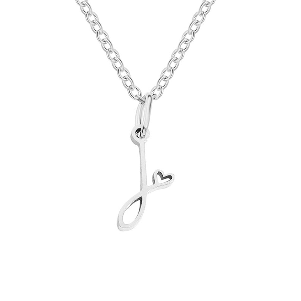 Silver Letter Heart Necklace — Personalised Waterproof Initial Pendant