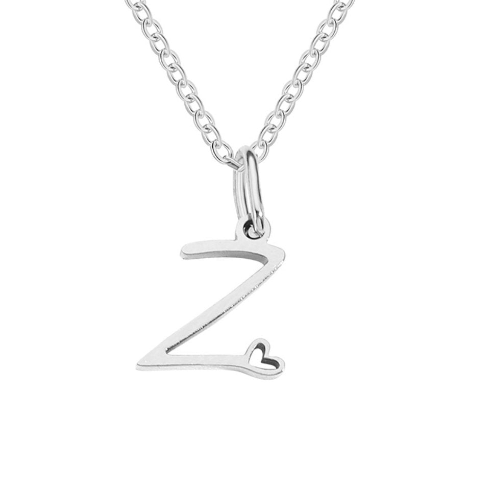 Silver Letter Heart Necklace — Personalised Waterproof Initial Pendant