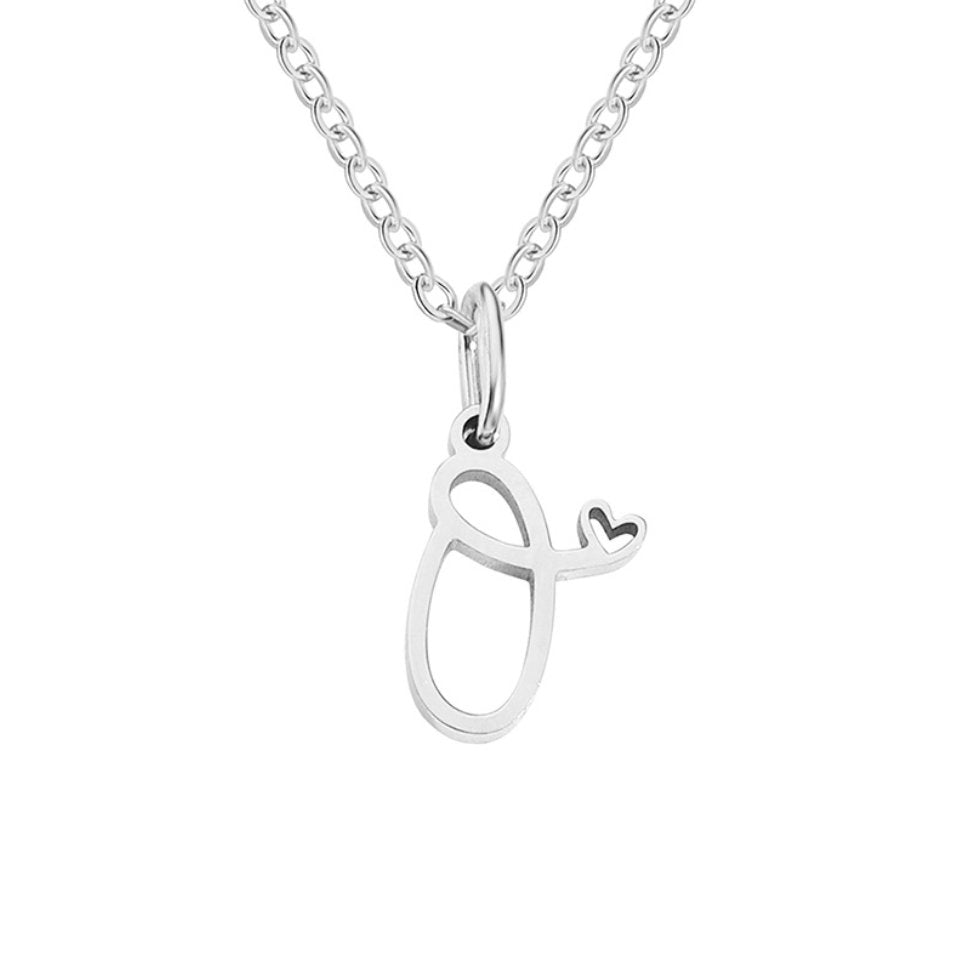 Silver Letter Heart Necklace — Personalised Waterproof Initial Pendant