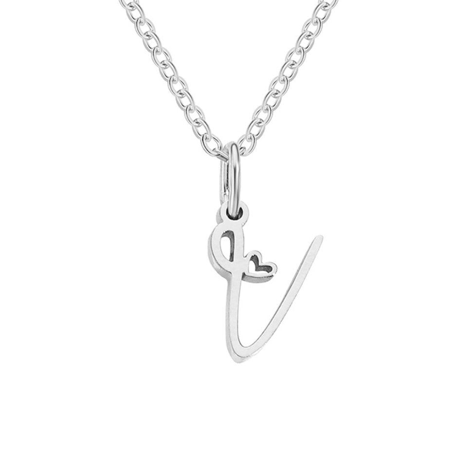 Silver Letter Heart Necklace — Personalised Waterproof Initial Pendant