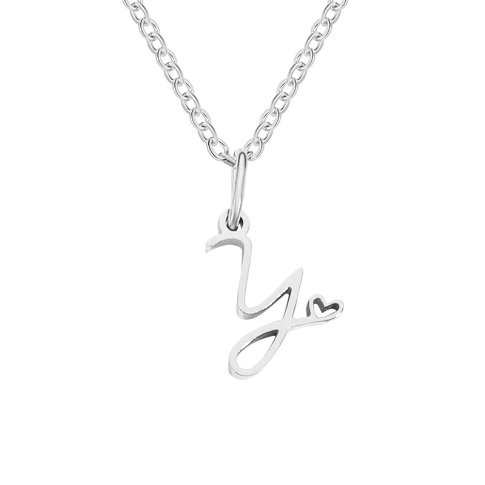 Silver Letter Heart Necklace — Personalised Waterproof Initial Pendant