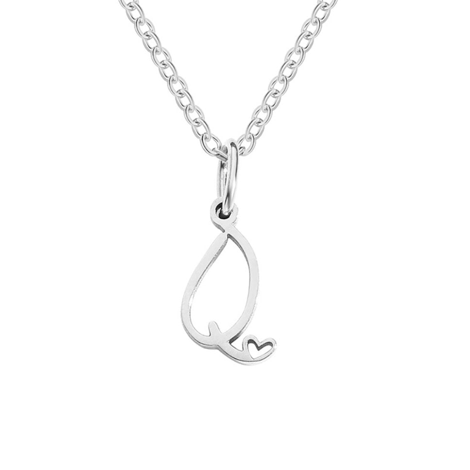 Silver Letter Heart Necklace — Personalised Waterproof Initial Pendant
