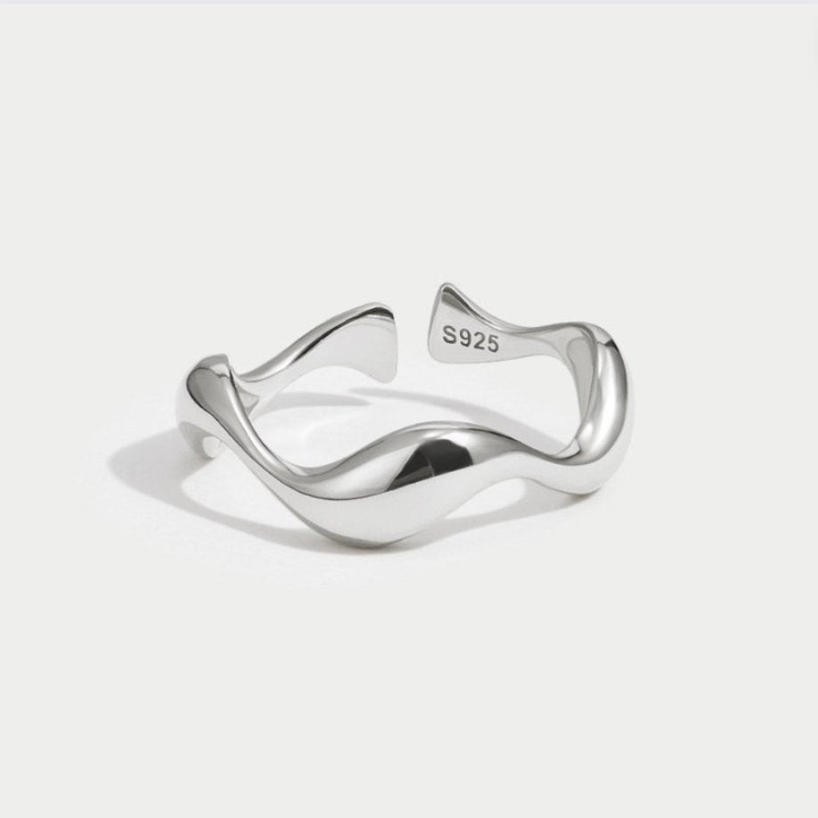 Silver Wave Adjustable Ring