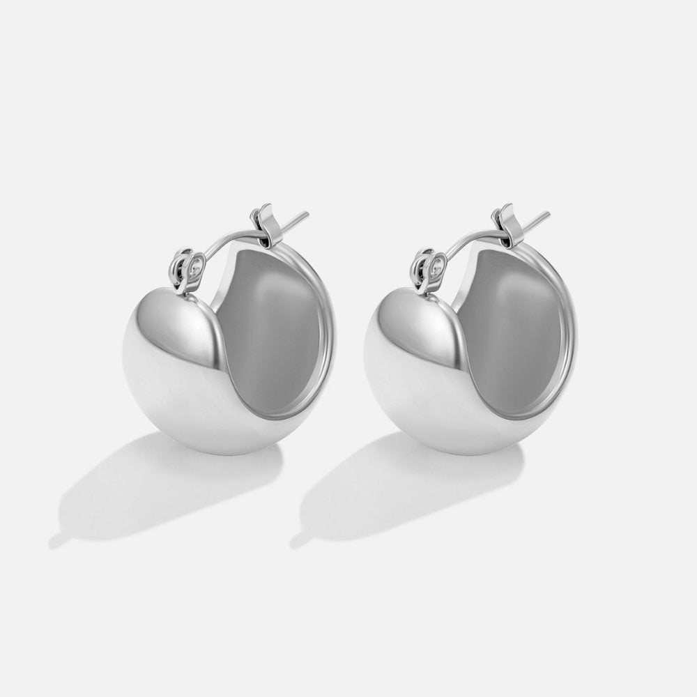 Tara Silver Chunky Hoop Earrings — Waterproof Bold Everyday Hoops