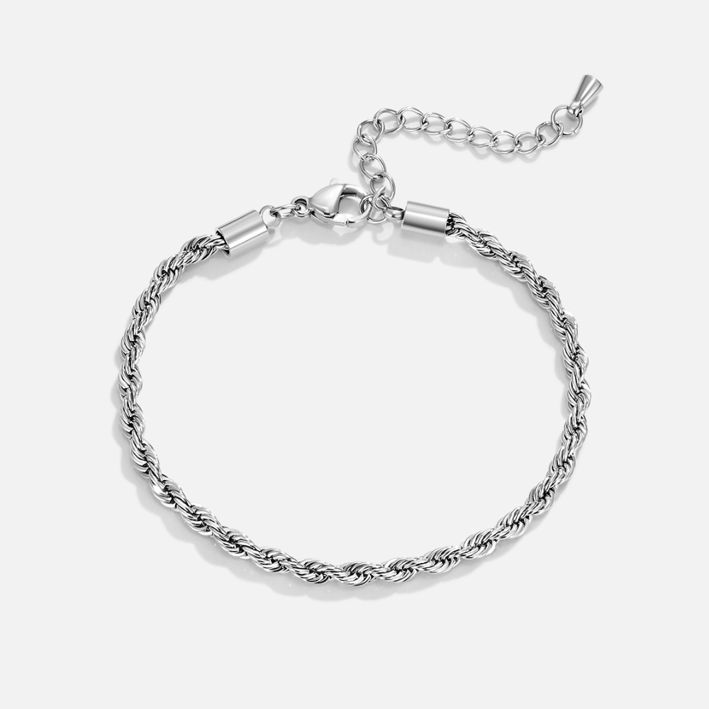 Twisted Chain Silver Bracelet — Waterproof Minimalist Everyday Bracelet