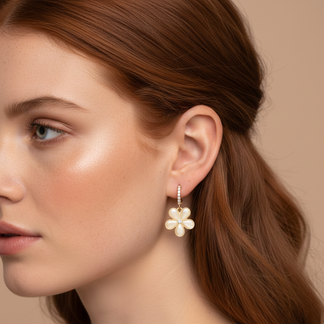 Blooming Opal Flower Earrings — Iridescent Floral Statement Earrings