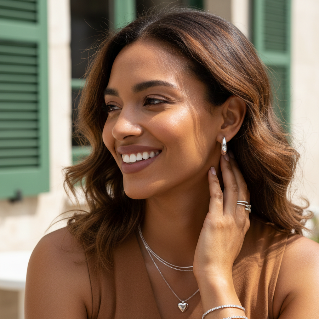 Audrey Silver Hoop Earrings — Waterproof Classic Everyday Hoops