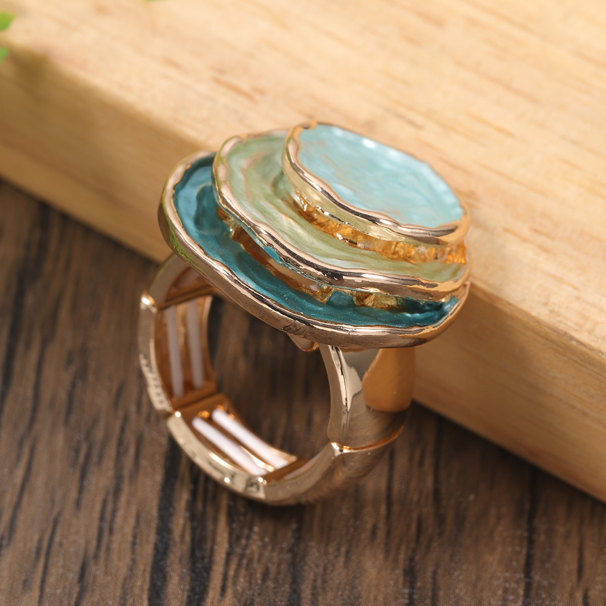 Boho Three-Layer Enamel Ring — Waterproof Colourful Bohemian Stacking Ring