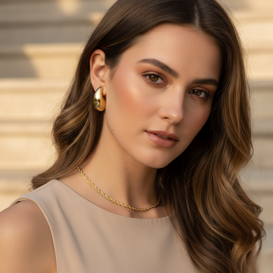 Ame Gold Teardrop Earrings — Elegant Waterproof Drop Earrings