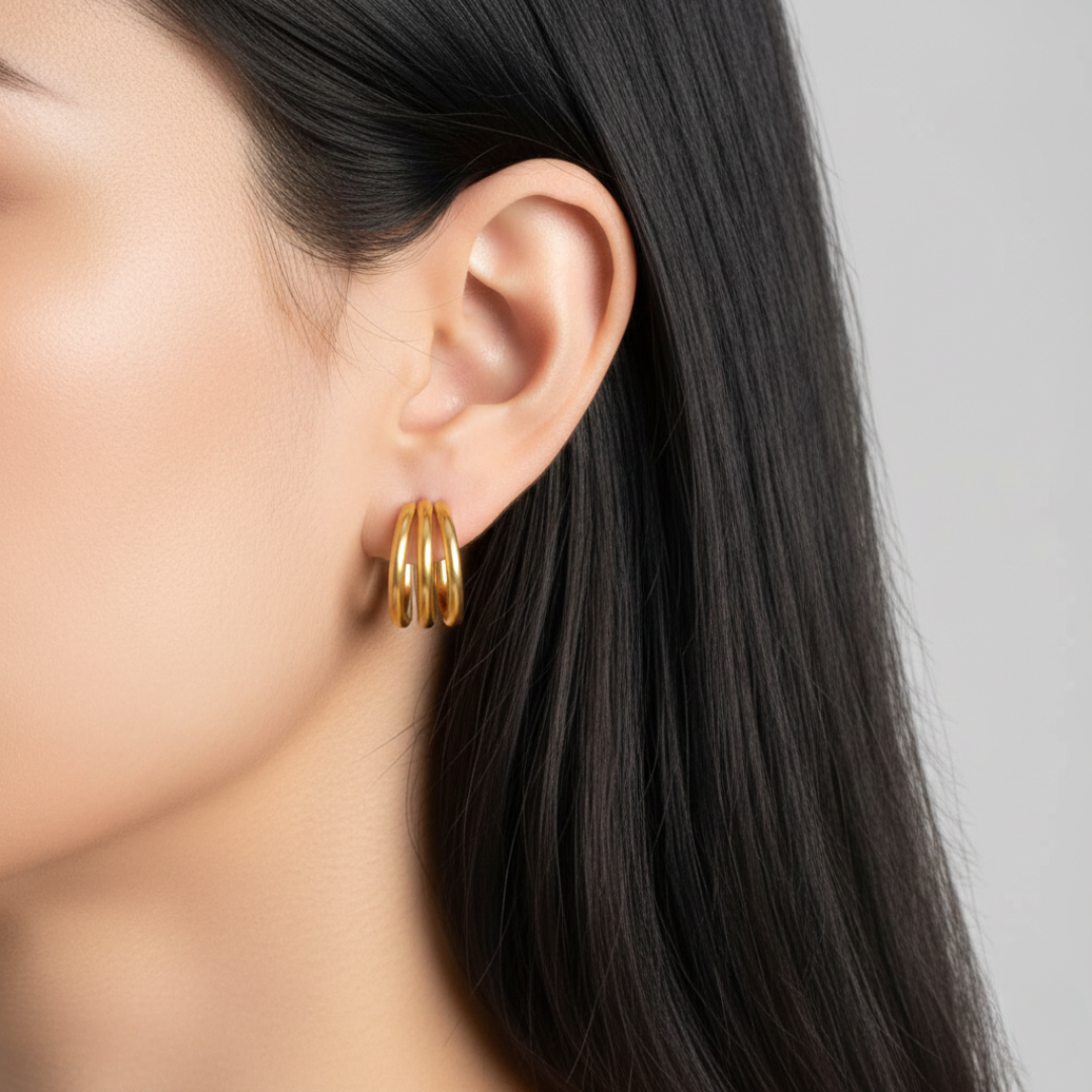 Ana Triple Gold Hoop Earrings — Minimalist Everyday Jewelry