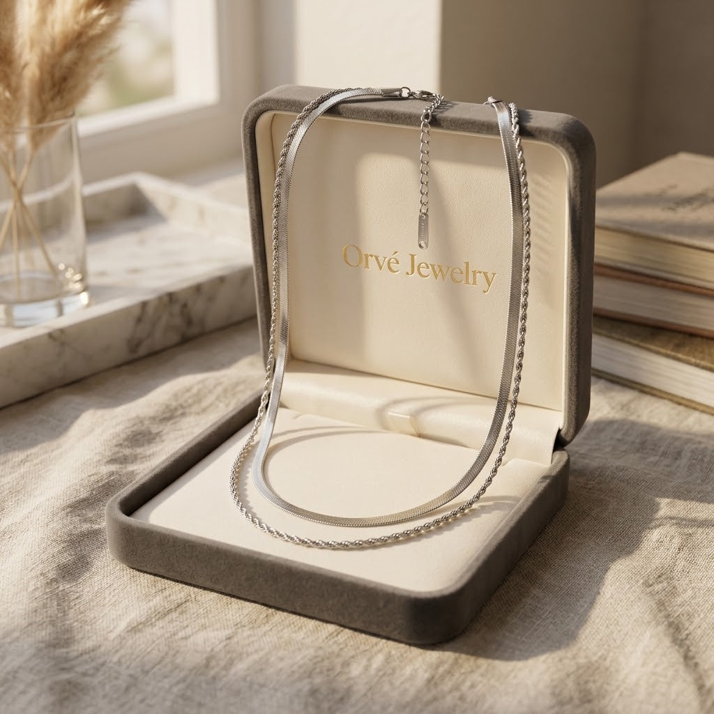 Alexandra Silver Layered Necklace — Waterproof Minimalist Everyday Necklace