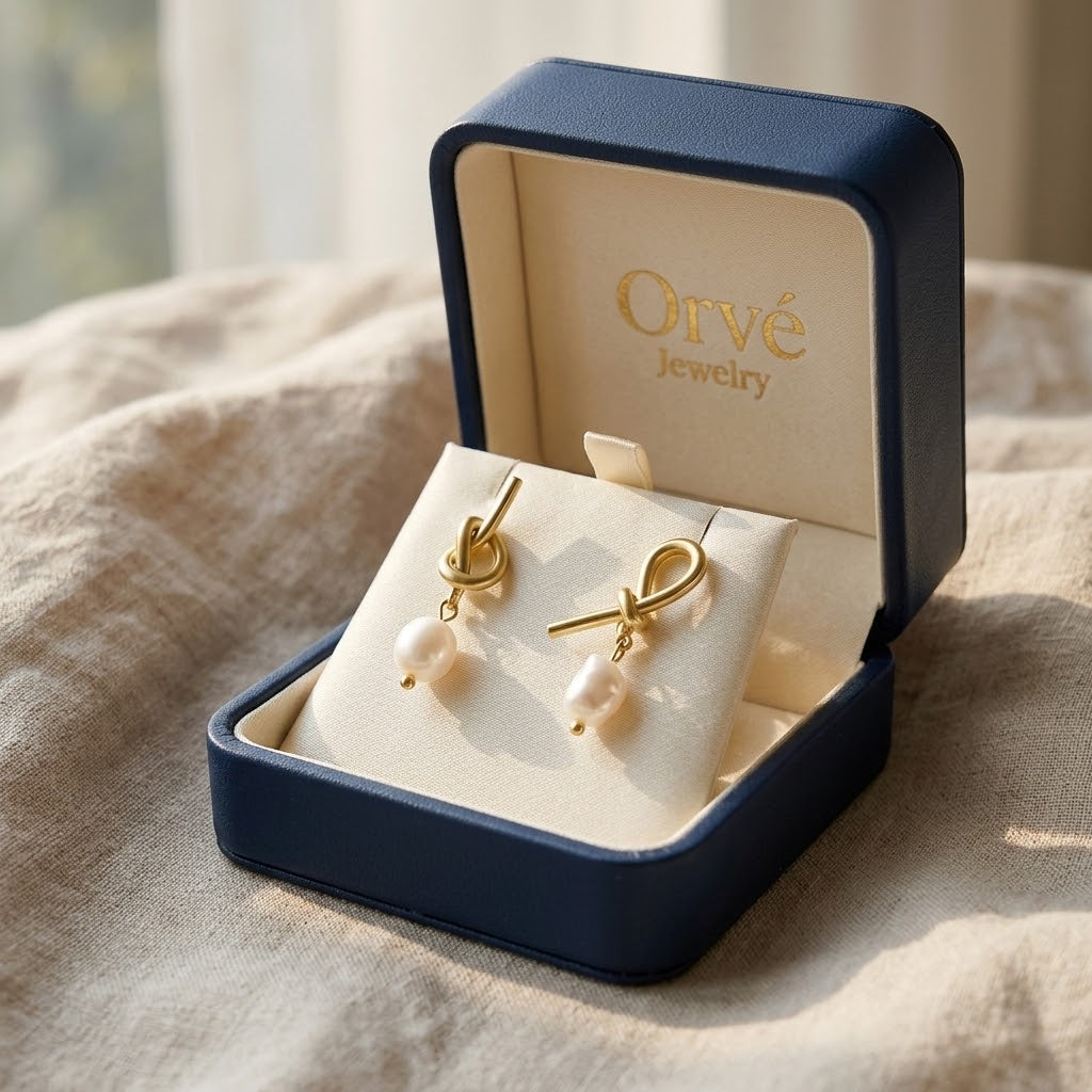 Knotted Gold & Freshwater Pearl Stud Earrings — Elegant Everyday Pearl Earrings