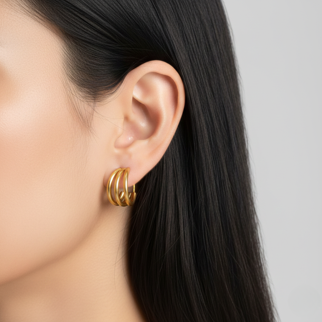 Ana Triple Gold Hoop Earrings — Minimalist Everyday Jewelry