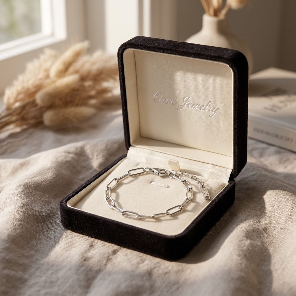 Paperclip Silver Bracelet — Waterproof Minimalist Everyday Chain Bracelet