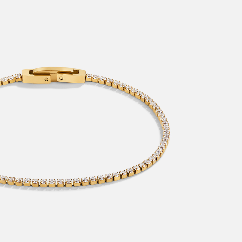 Niyah Crystal Tennis  Gold Bracelet — Sparkling Tennis Bracelet