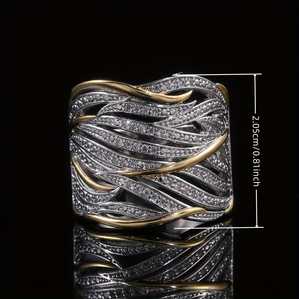 Elegant Multi-Layer Twisted Ring — Waterproof Zirconia Stacking Ring