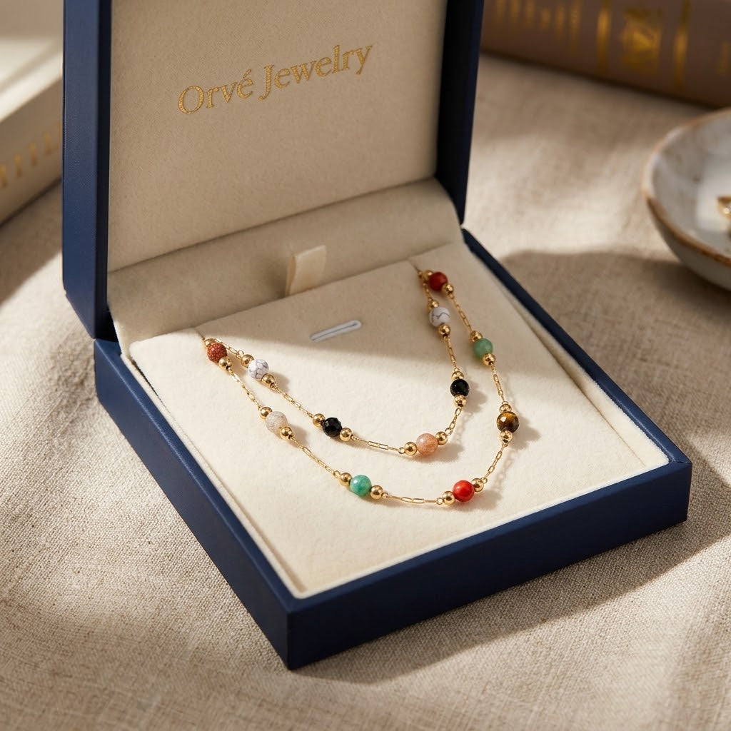 Luly Stone Pendant Necklace — Waterproof Minimalist Gold Necklace