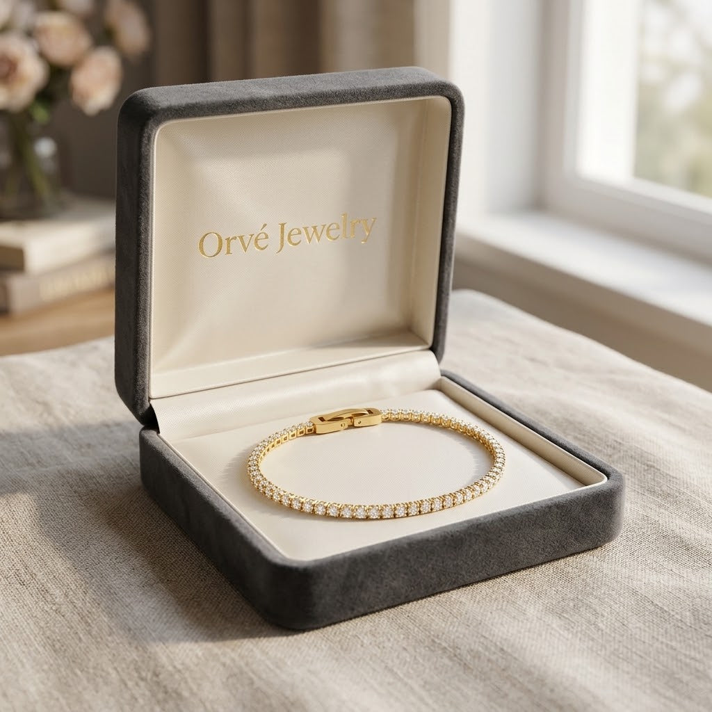 Niyah Crystal Tennis  Gold Bracelet — Sparkling Tennis Bracelet