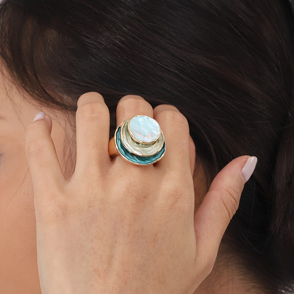Boho Three-Layer Enamel Ring — Waterproof Colourful Bohemian Stacking Ring