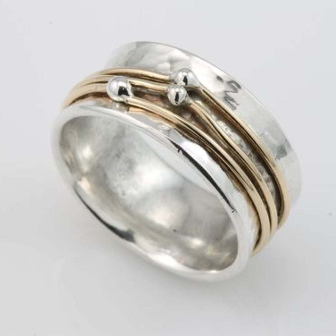 Shine Vintage Gold Layered Silver Ring — Waterproof Two-Tone Stacking Ring