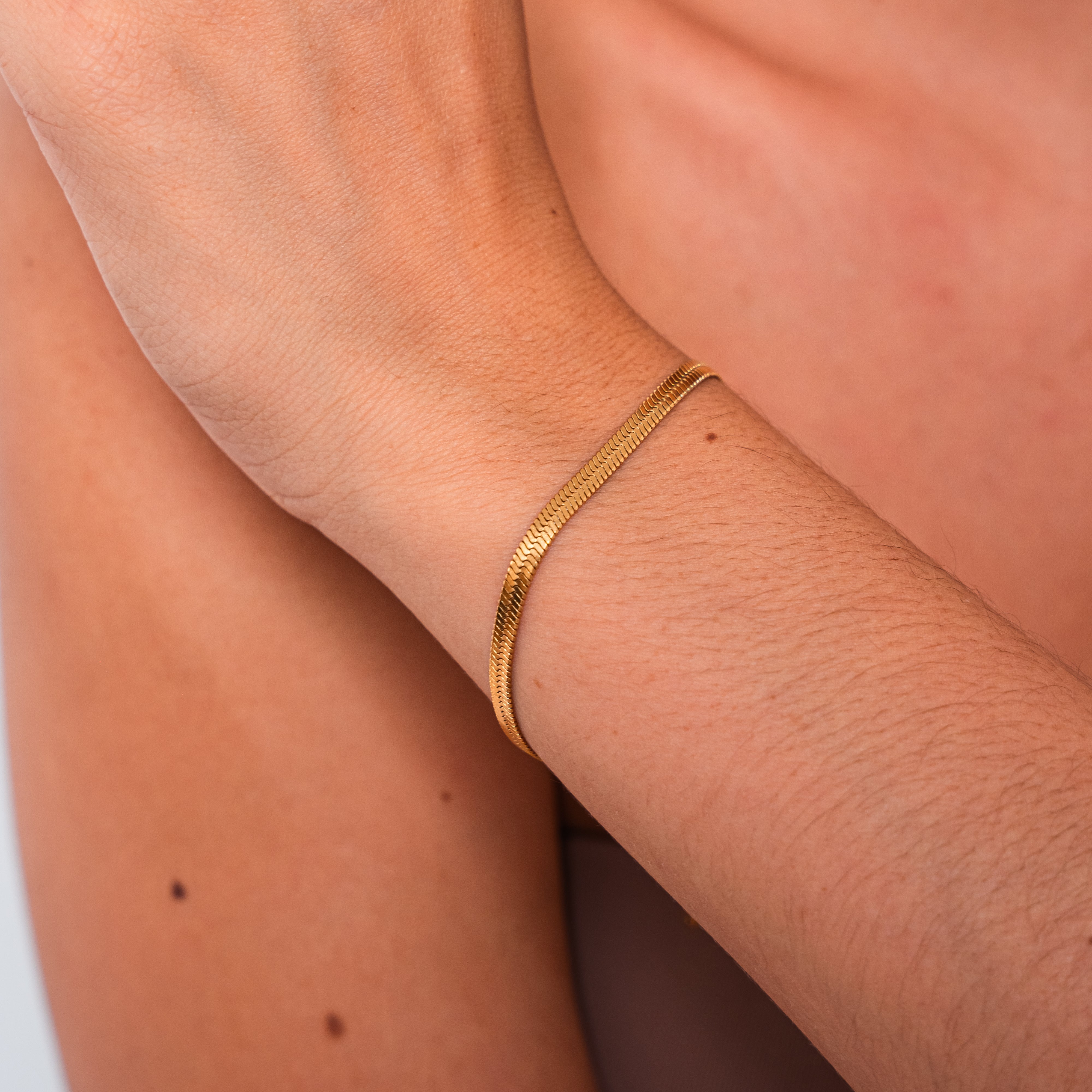 Rome Herringbone Bracelet — Waterproof PVD Gold Adjustable Bracelet