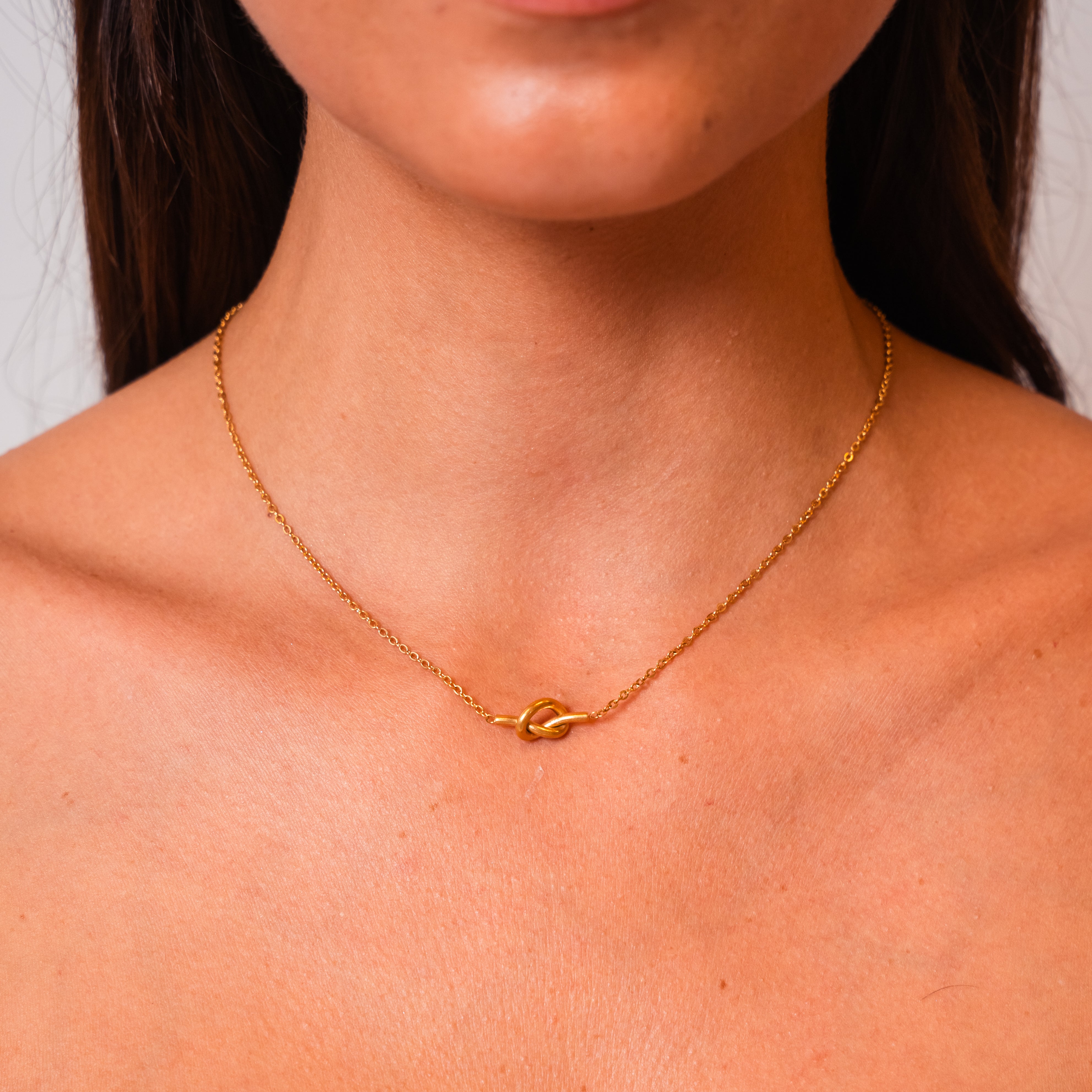 Adela Knot Necklace — Delicate Gold Knot Pendant Necklace