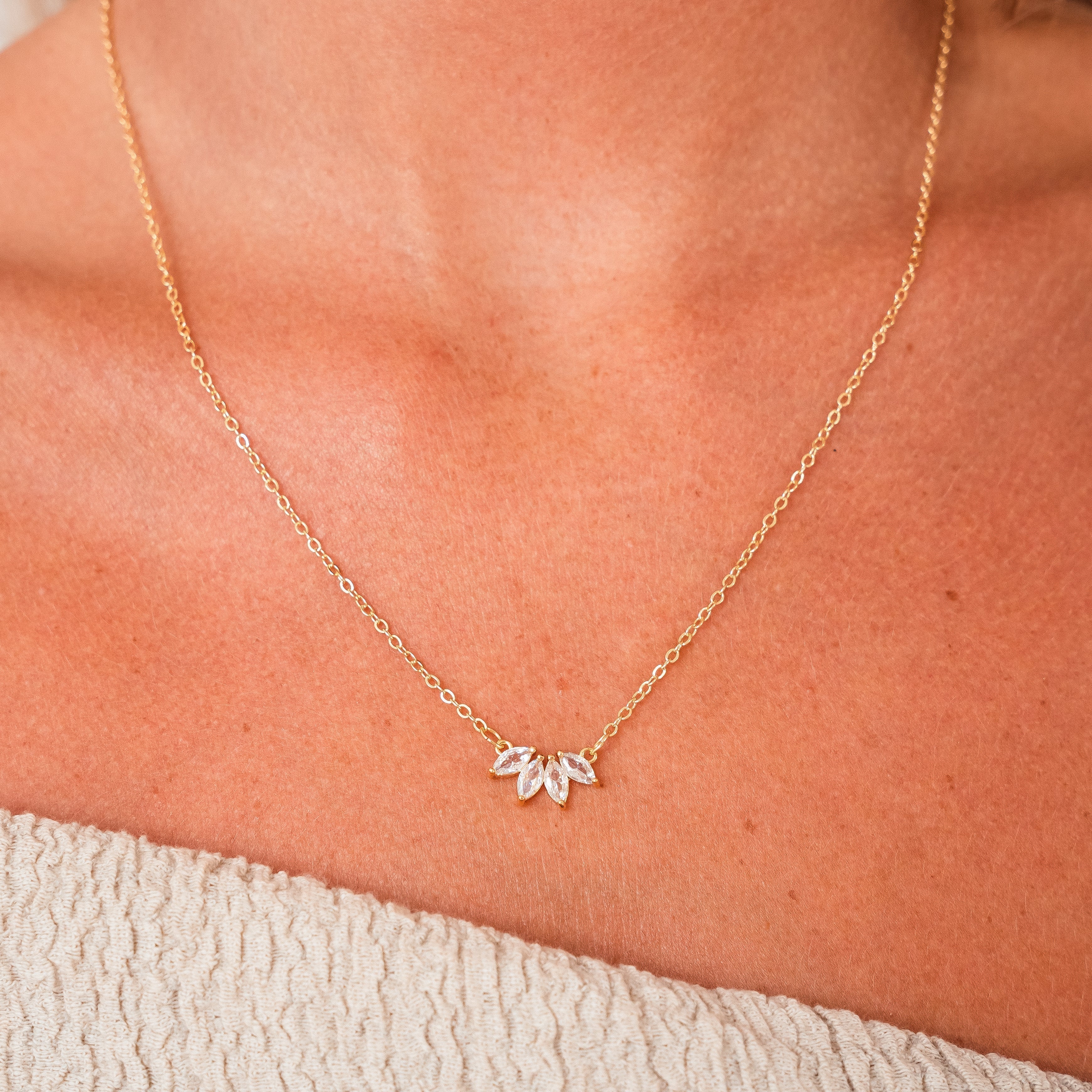 Tiffany Crystal Pendant Necklace — AAA Zirconia Elegant Gold Necklace