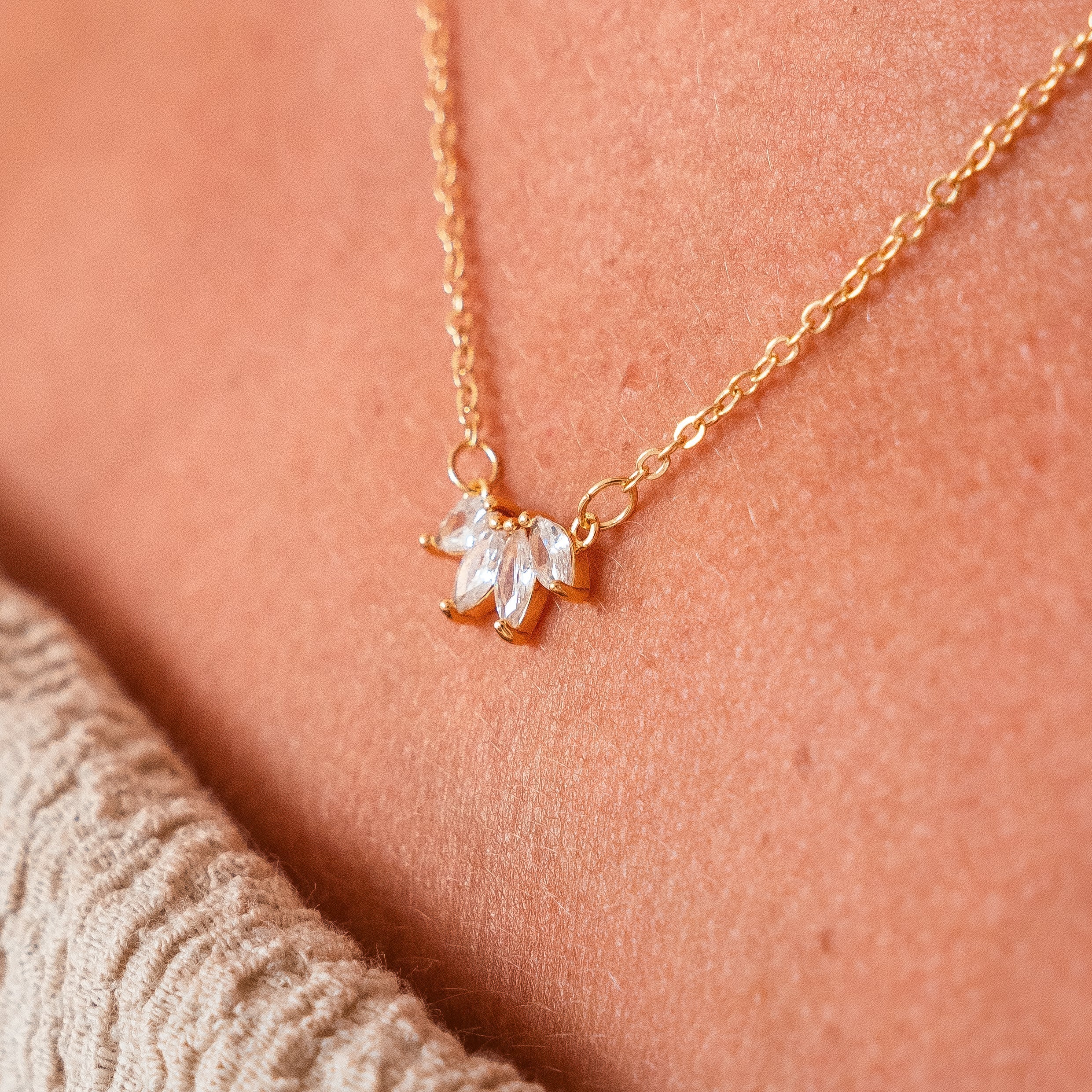 Tiffany Crystal Pendant Necklace — AAA Zirconia Elegant Gold Necklace