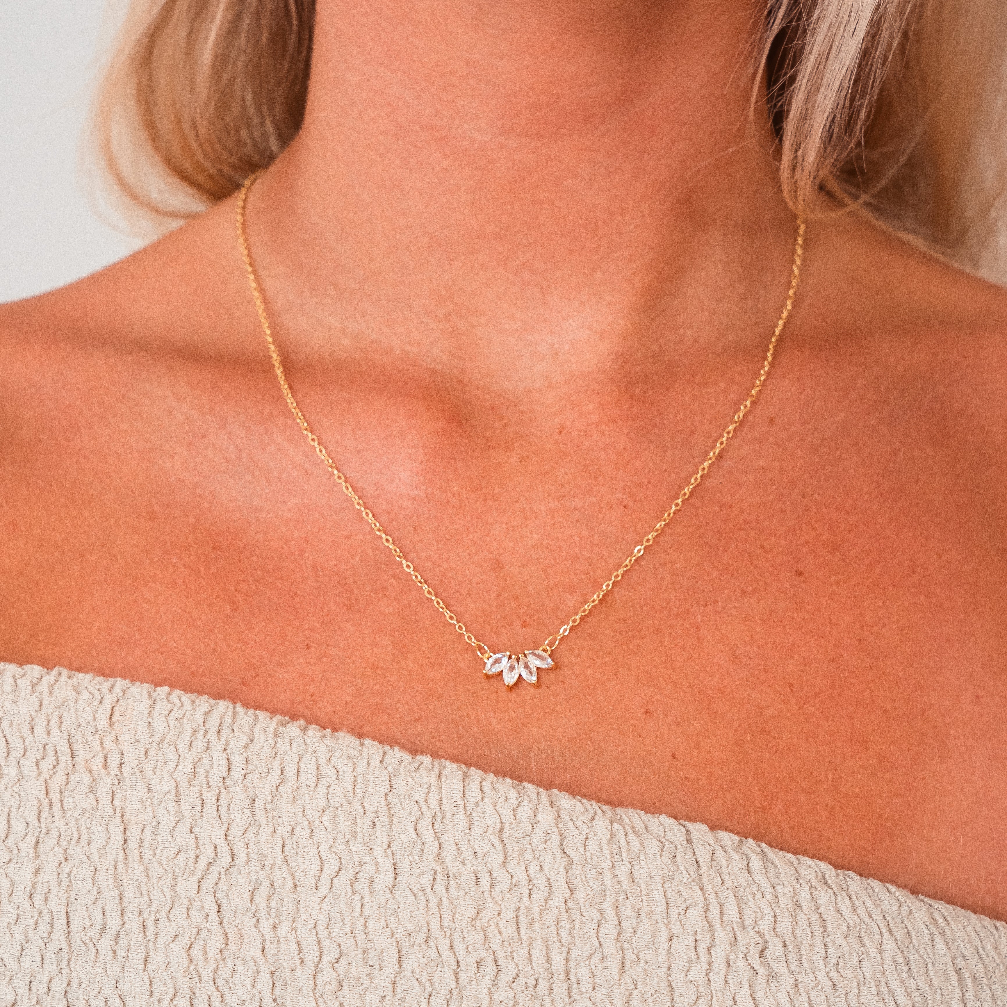 Tiffany Crystal Pendant Necklace — AAA Zirconia Elegant Gold Necklace