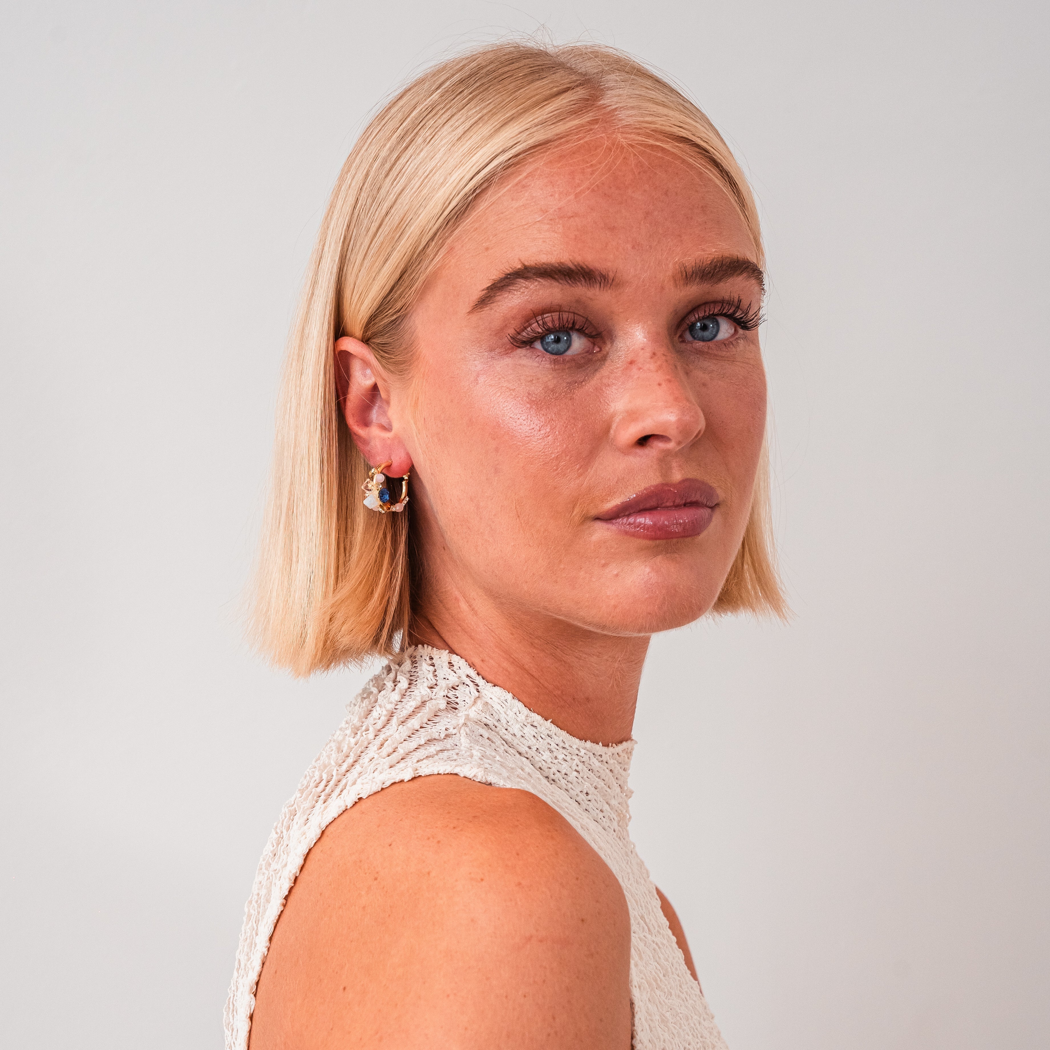 Retro Floral Earrings — Crystal & Pearl Petal Statement Earrings