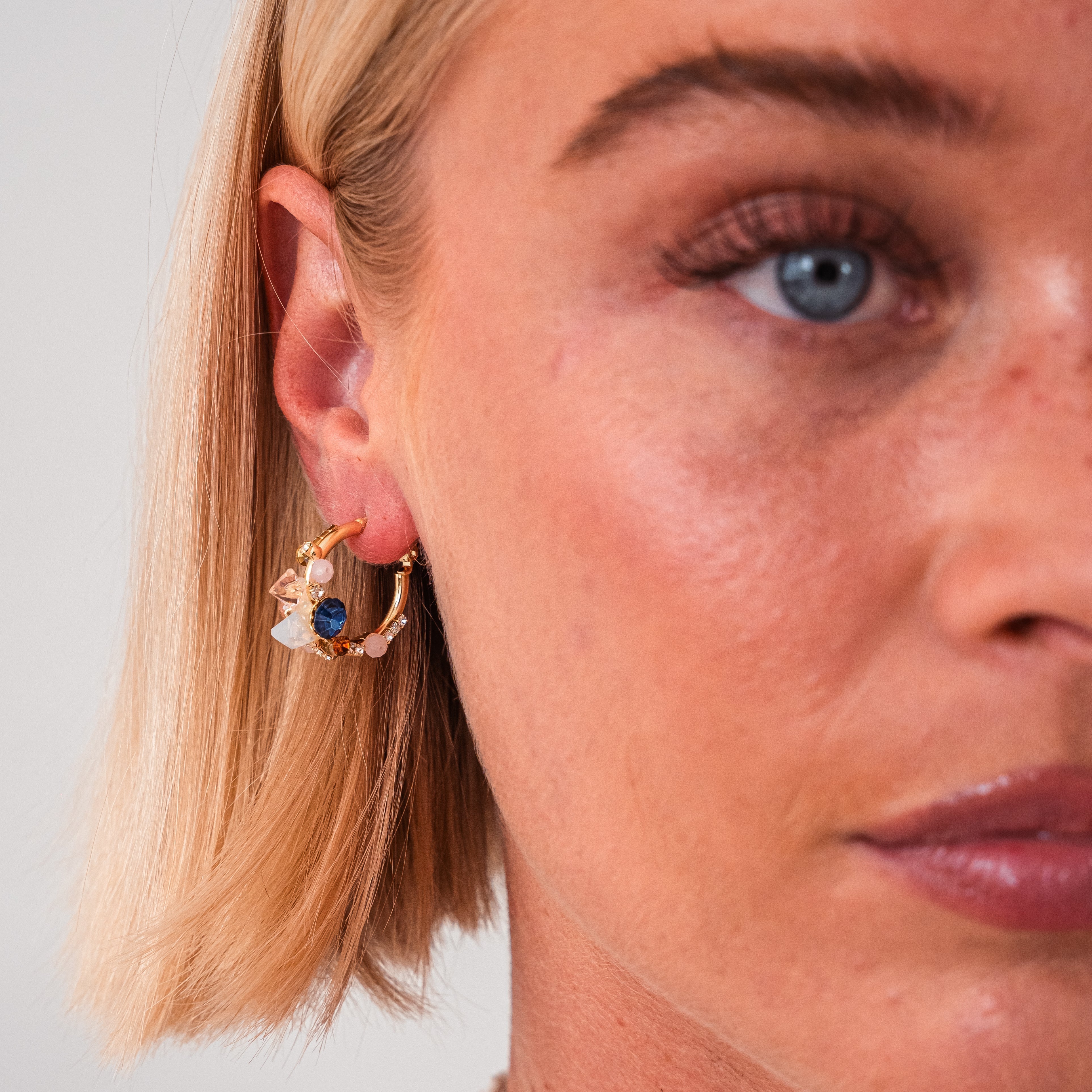 Retro Floral Earrings — Crystal & Pearl Petal Statement Earrings