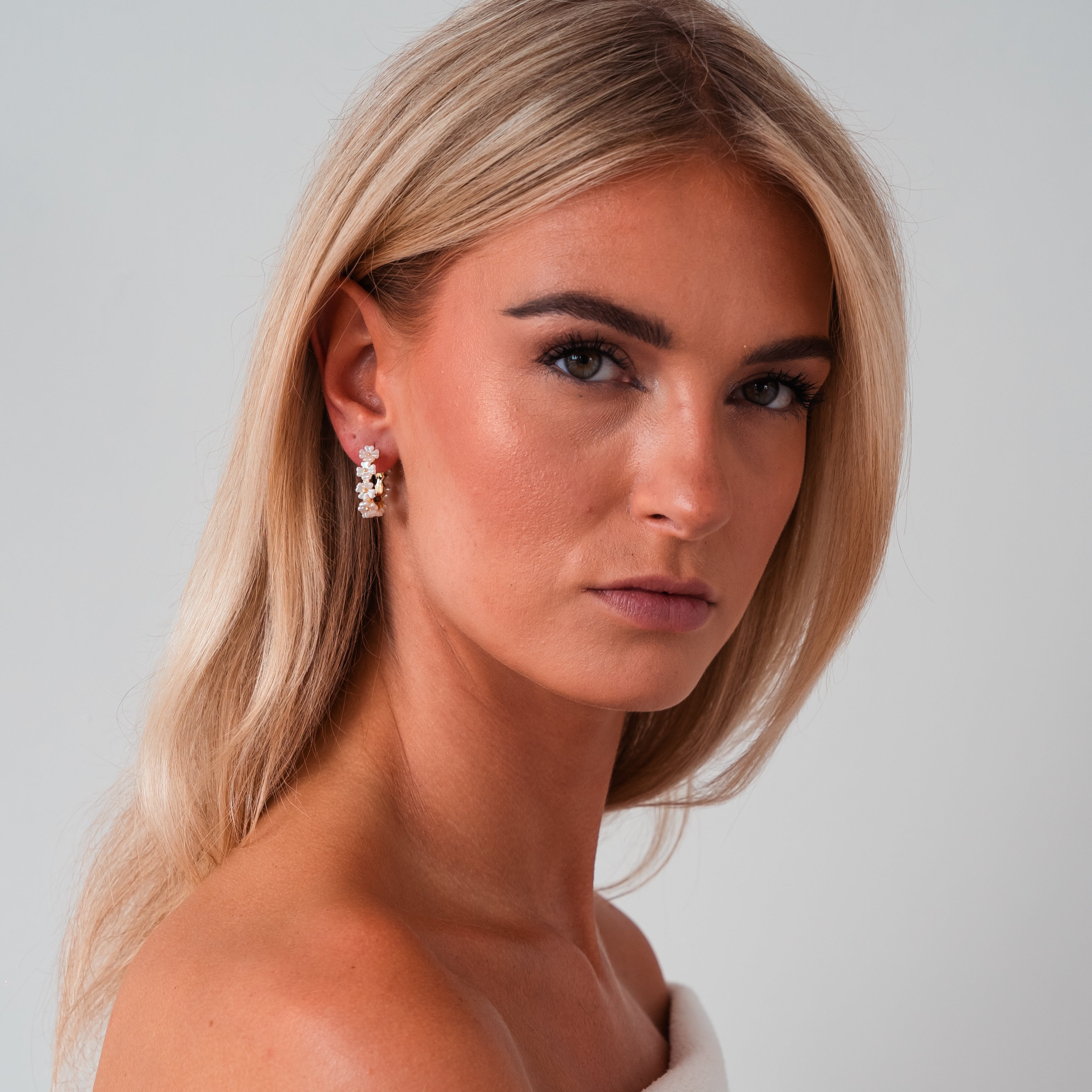 Floral Pearl Elegance Earrings — Mother-of-Pearl Flower Drop Earrings