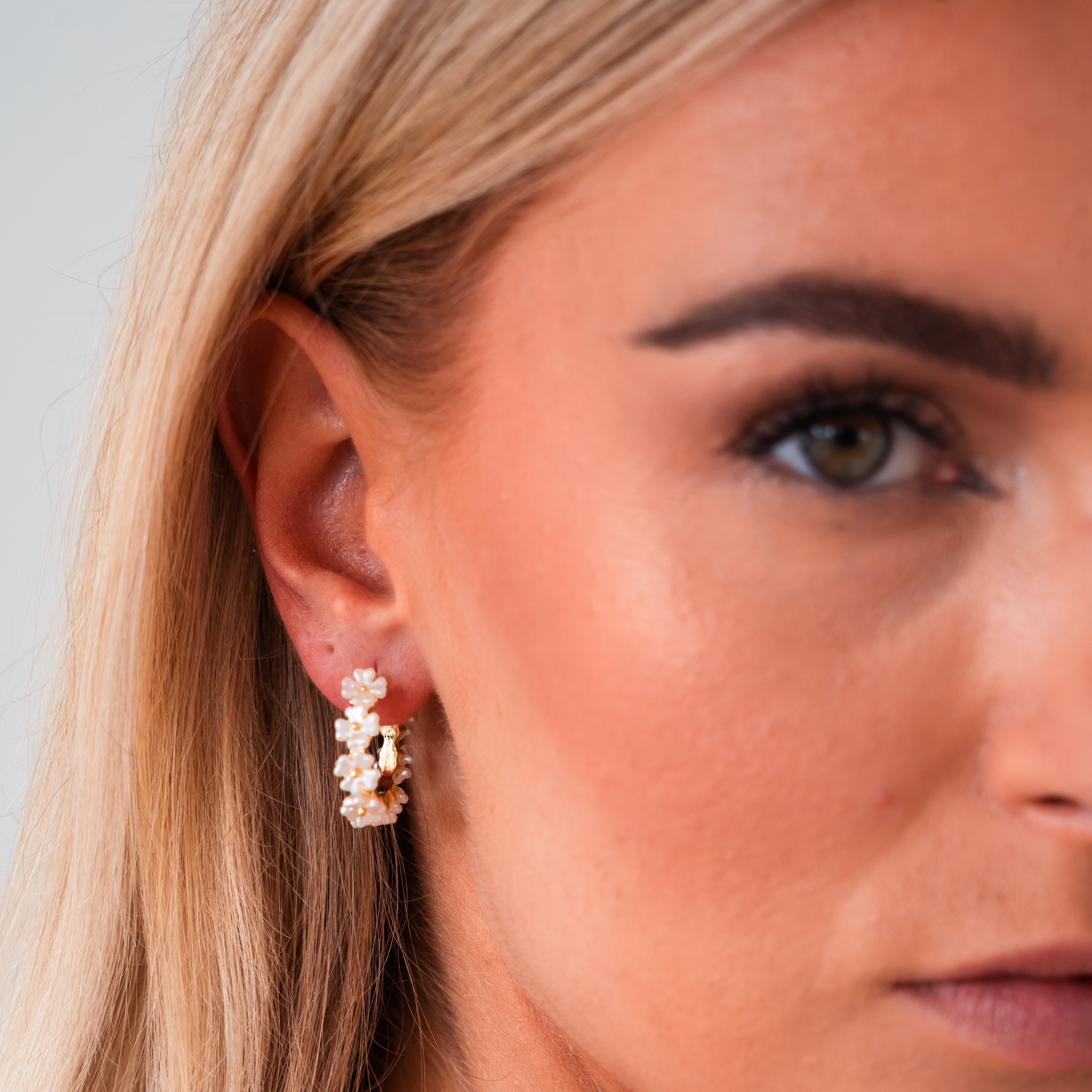 Floral Pearl Elegance Earrings — Mother-of-Pearl Flower Drop Earrings