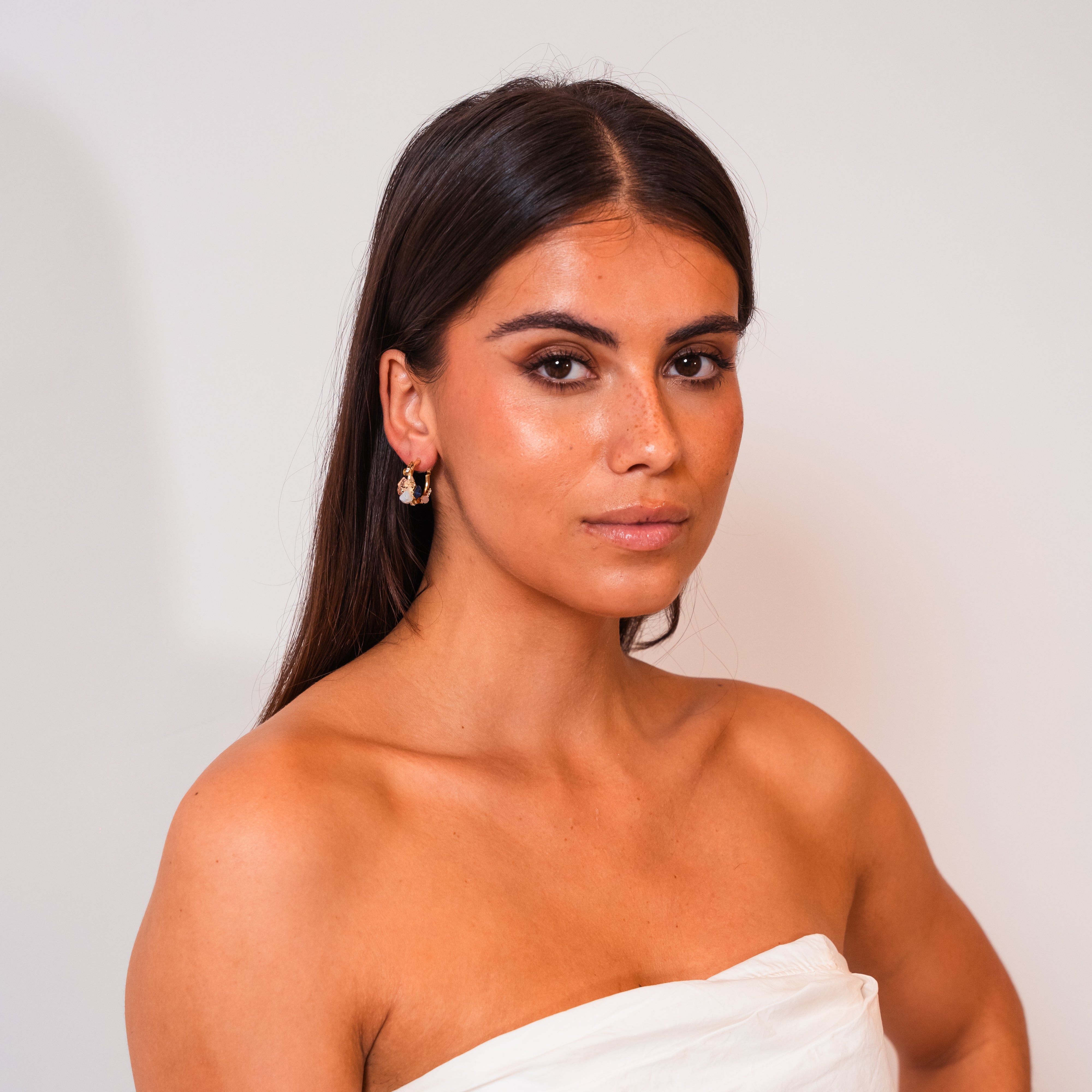 Retro Floral Earrings — Crystal & Pearl Petal Statement Earrings