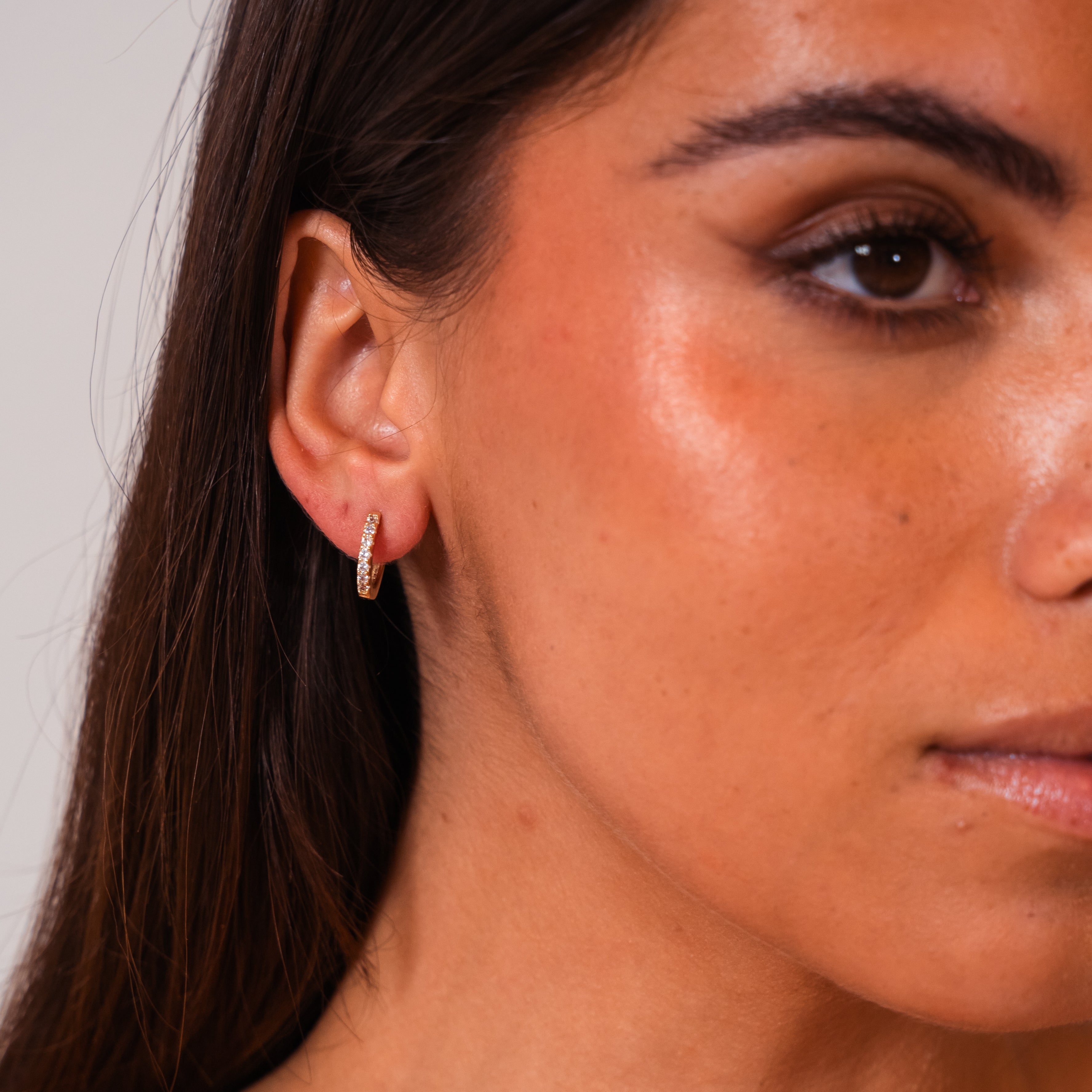 Parisian Hoop Earrings — 18K Gold Zirconia Mini Hoop Earrings
