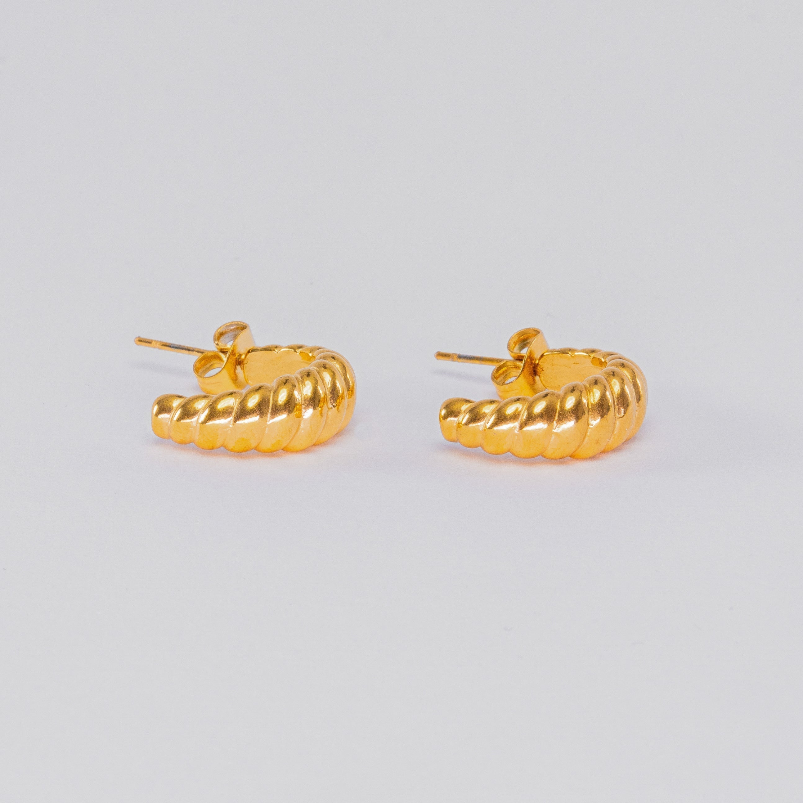 Flaky Butter Croissant Hoop Earrings — Waterproof Twisted Ring Earrings