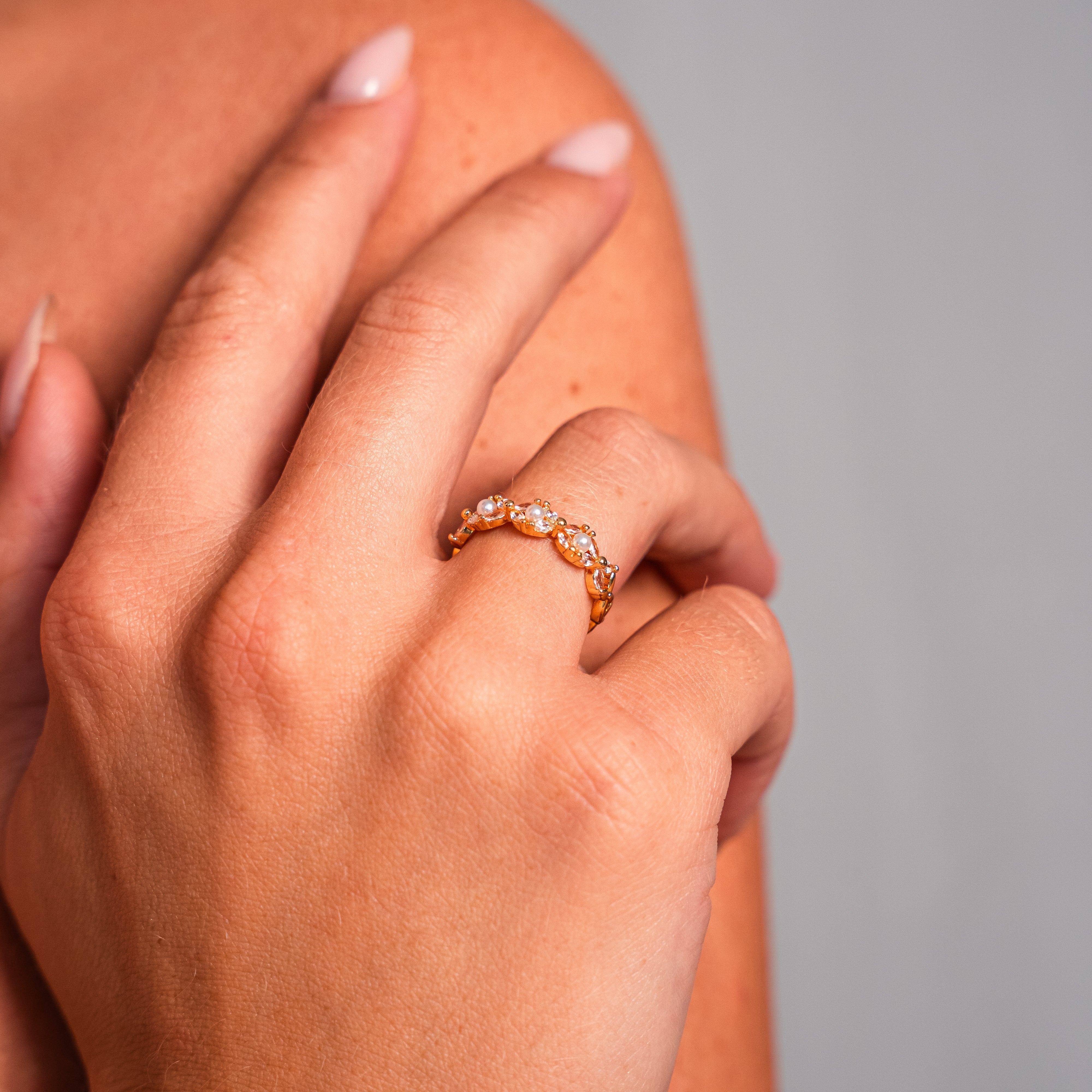 Pearl of Frances Ring — Adjustable 18K Gold PVD Freshwater Pearl Ring