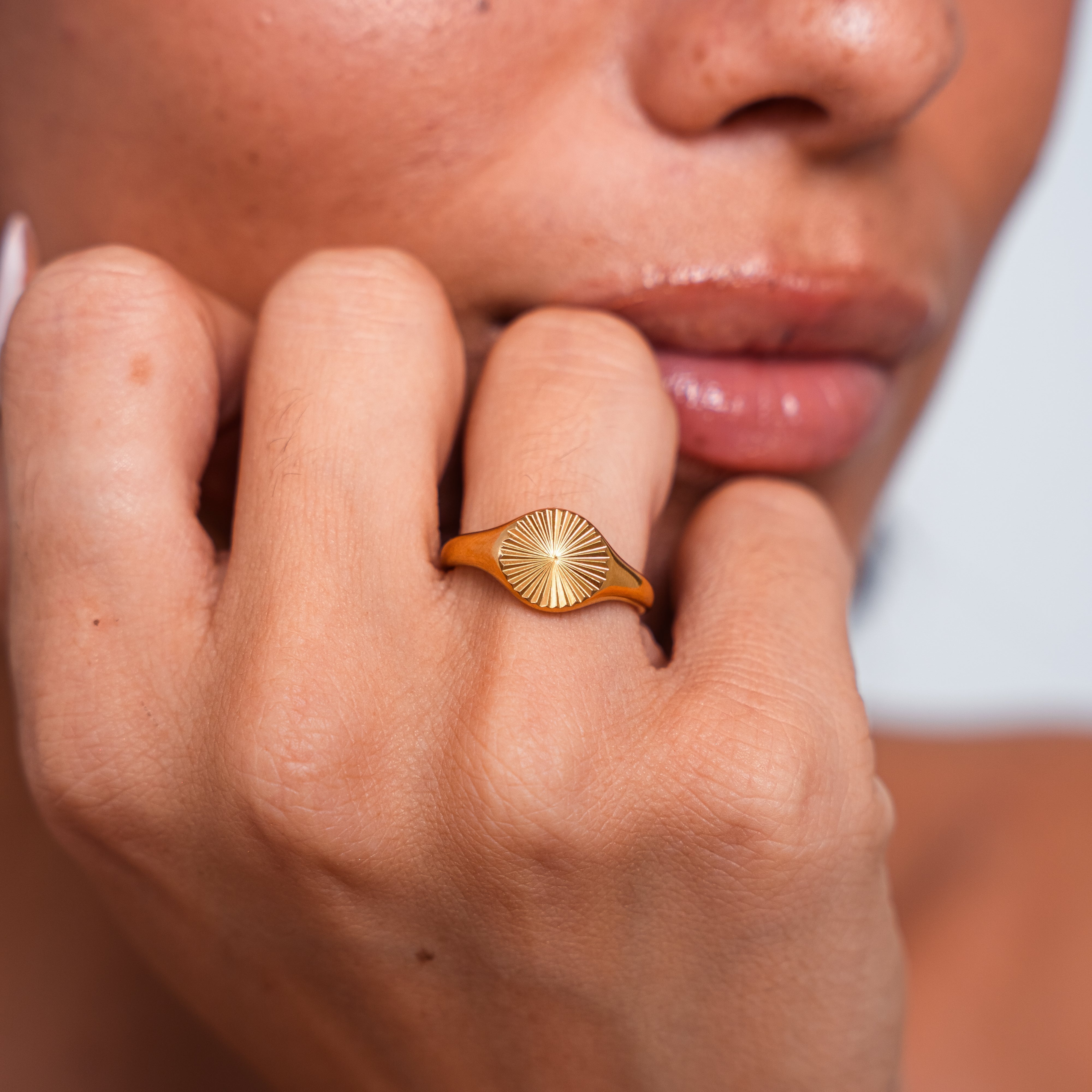 Solar Shield Sun Ring — Elegant Summer-Inspired Statement Ring
