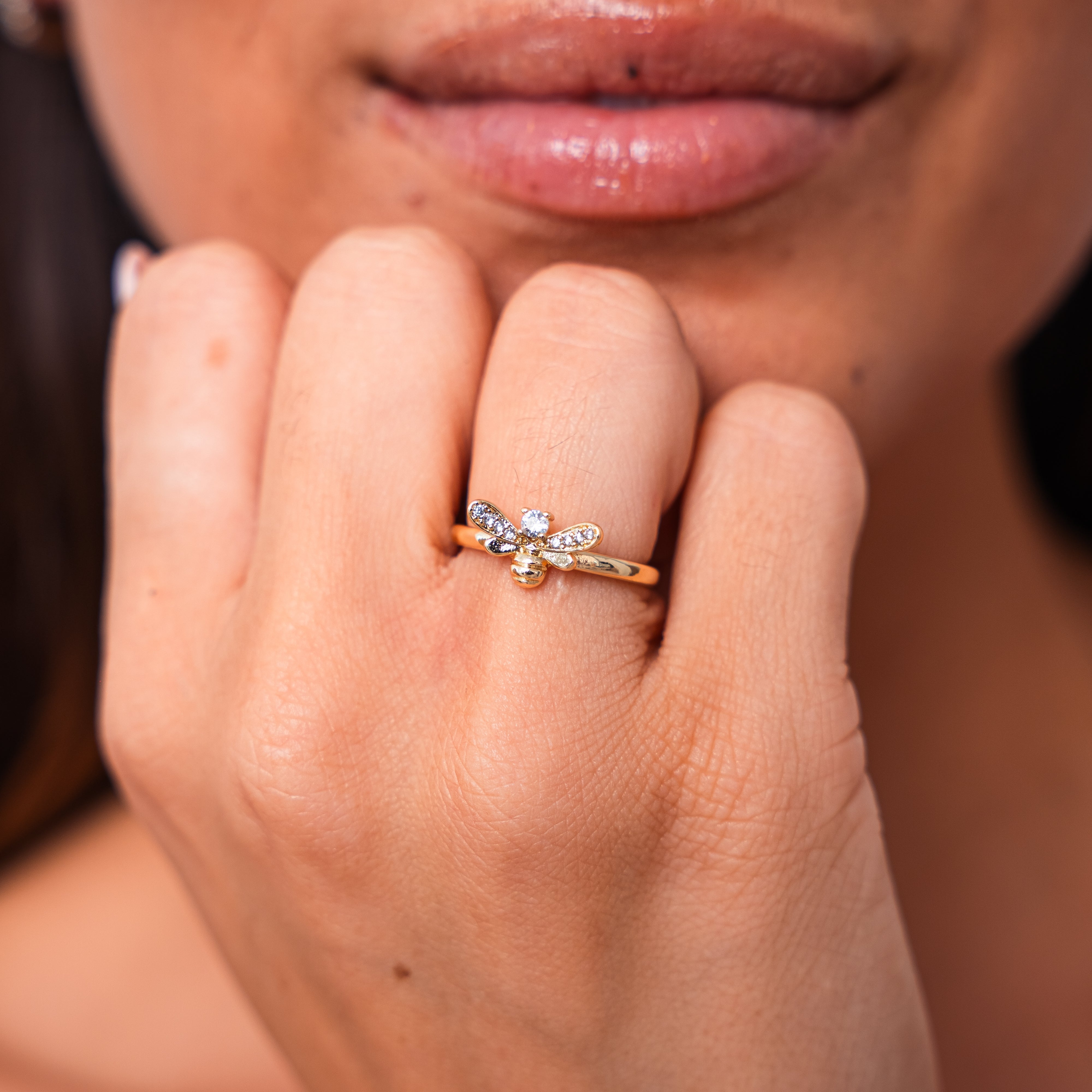 Laila Bee Crystal Ring — Adjustable AAA Zirconia Meaningful Ring