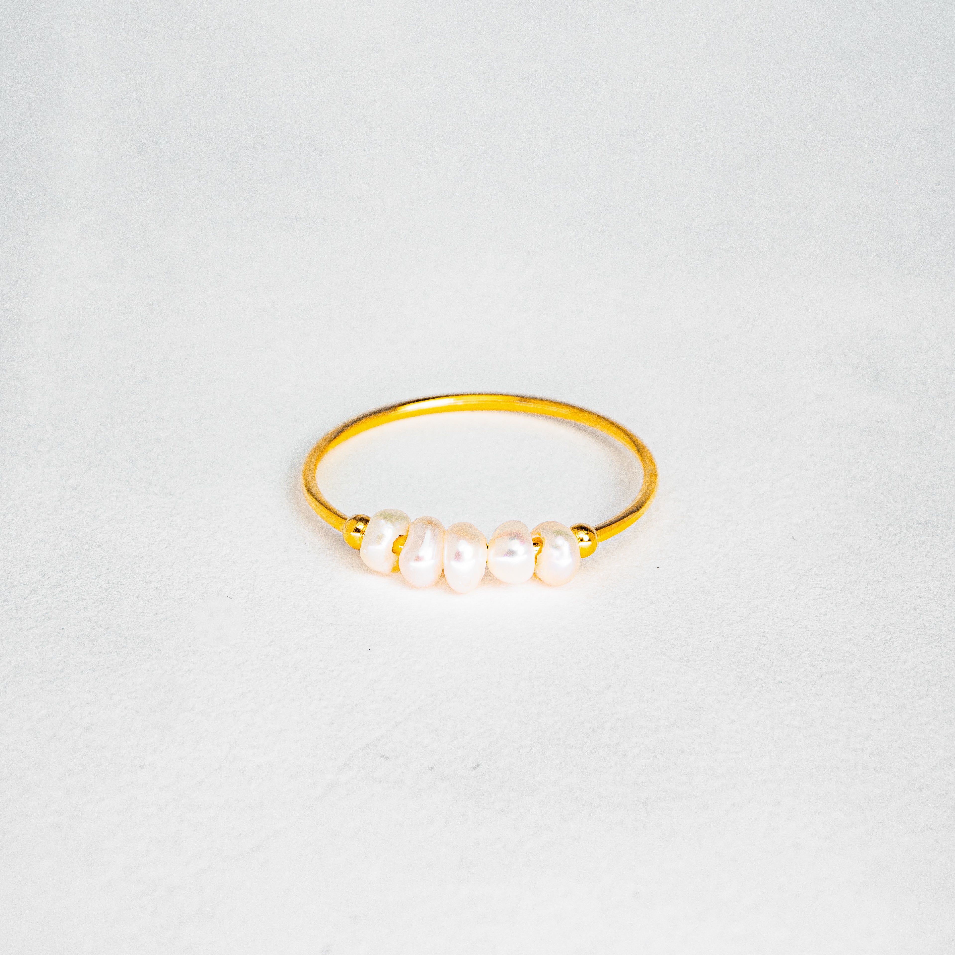 Petite Pearl Ring — 5 Mini Freshwater Pearl Statement Ring