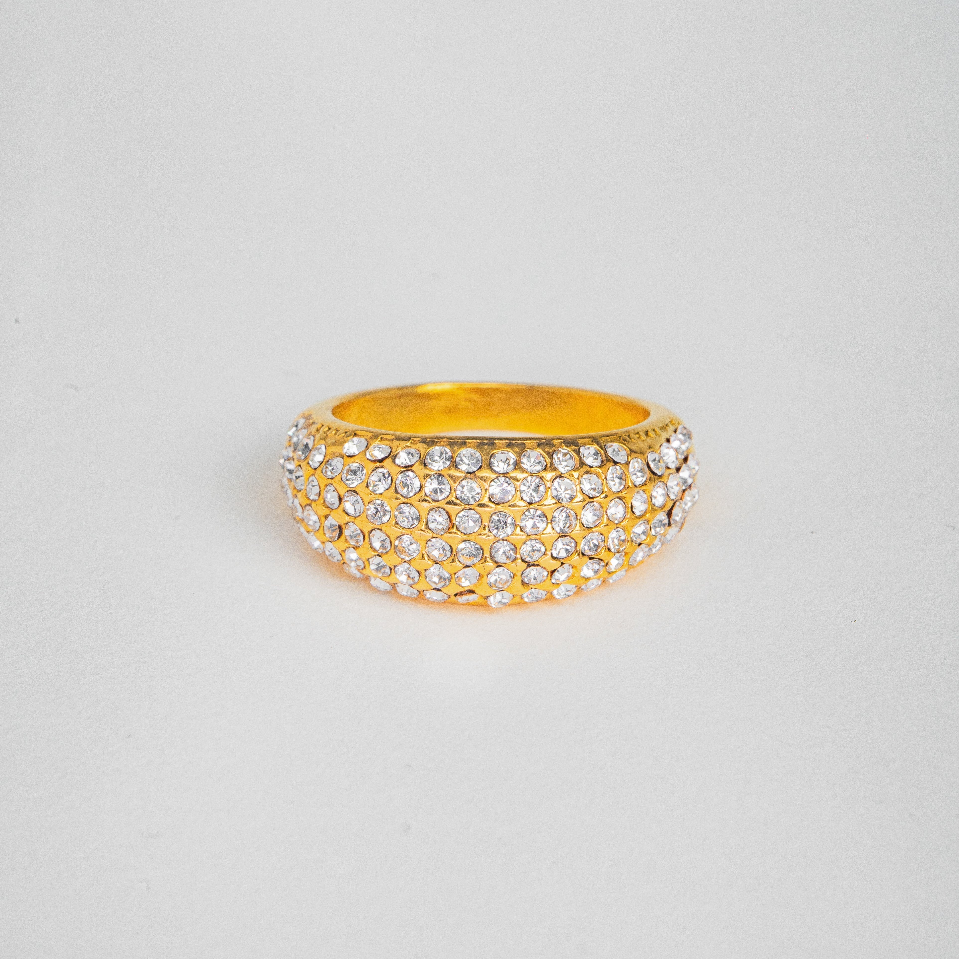Gemstone Sphere Crystal Dome Ring — 18K PVD Gold Statement Ring