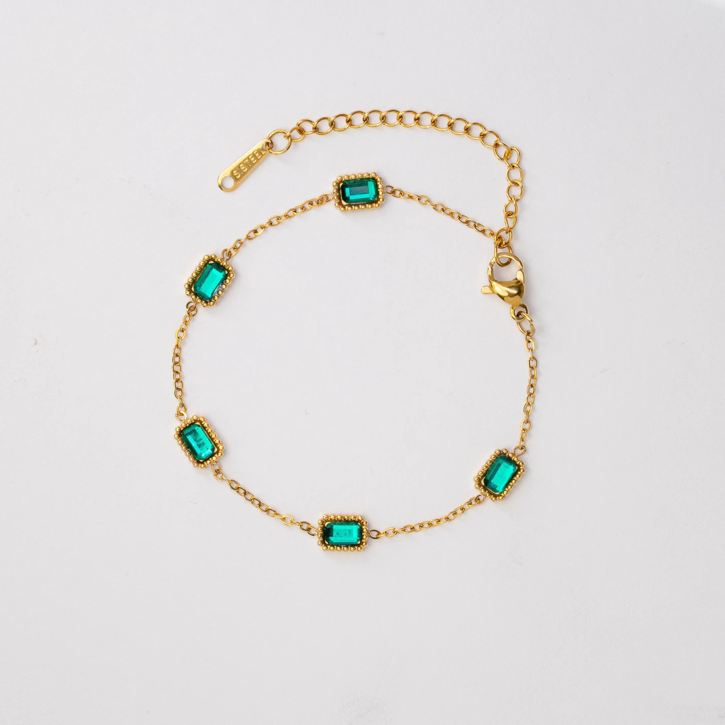 Trinity of Emerald Elegance Bracelet — Sparkling Emerald Stone Bracelet
